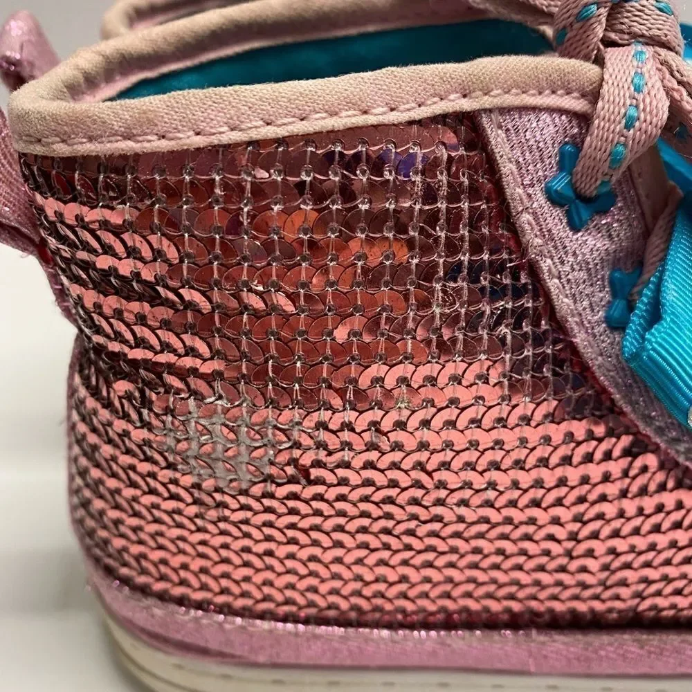 Girls JoJo Siwa pink high top sequin sparkly blue bow sneakers